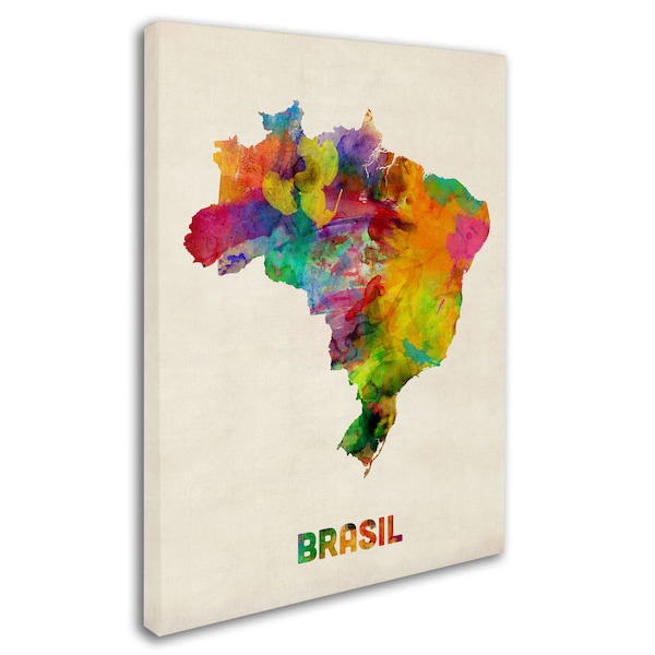 Michael Tompsett 'Brasil Watercolor Map' Canvas Art,18x24